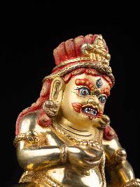 [yellow Jambhala Or Kubera], Buddhist Handmade Statue, [full Gold Plated], [face Painted], High Quality