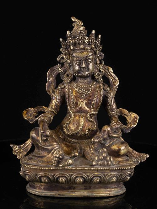 [yellow Jambhala], Buddhist Handmade Statue, [gold Plated], [antique Finishing], High Quality