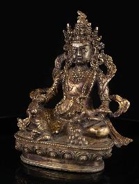 [yellow Jambhala], Buddhist Handmade Statue, [gold Plated], [antique Finishing], High Quality