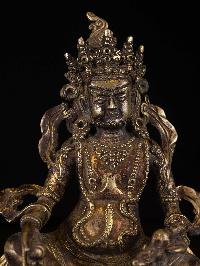 [yellow Jambhala], Buddhist Handmade Statue, [gold Plated], [antique Finishing], High Quality