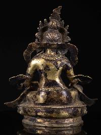 [yellow Jambhala], Buddhist Handmade Statue, [gold Plated], [antique Finishing], High Quality