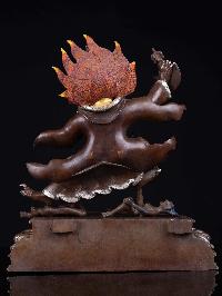 [mahakala Two Arms], [buddhist Handmade Statue, [silver And Chocolate Oxidized And Face Painted], High Quality