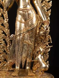 [padmapani Lokeshvara], Buddhist Handmade Statue, [full Gold Plated], [face Painted], High Quality