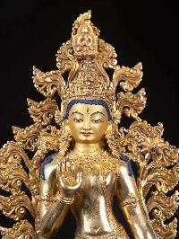 [padmapani Lokeshvara], Buddhist Handmade Statue, [full Gold Plated], [face Painted], High Quality