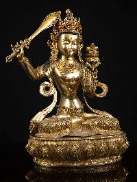 [manjushri], Buddhist Handmade Statue, [full Gold Plated], [face Painted], High Quality