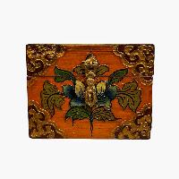 Buddhist Wooden Box, Tibetan Style With Traditional Colors