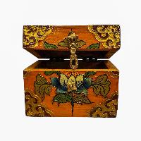 Buddhist Wooden Box, Tibetan Style With Traditional Colors