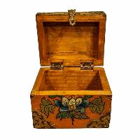 Buddhist Wooden Box, Tibetan Style With Traditional Colors