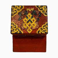 Buddhist Wooden Box, Tibetan Style With Traditional Colors