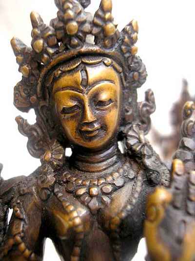 White Tara Statue, [chocolate Oxidized]