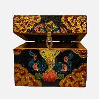 Buddhist Wooden Box, Tibetan Style With Traditional Colors