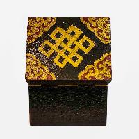 Buddhist Wooden Box, Tibetan Style With Traditional Colors