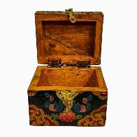 Buddhist Wooden Box, Tibetan Style With Traditional Colors