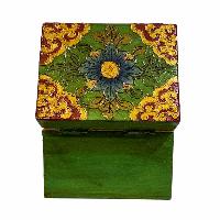 Buddhist Wooden Box, Tibetan Style With Traditional Colors