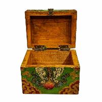 Buddhist Wooden Box, Tibetan Style With Traditional Colors