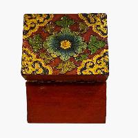 Buddhist Wooden Box, Tibetan Style With Traditional Colors