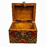 Buddhist Wooden Box, Tibetan Style With Traditional Colors