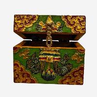 Buddhist Wooden Box, Tibetan Style With Traditional Colors