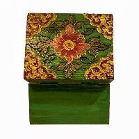 Buddhist Wooden Box, Tibetan Style With Traditional Colors