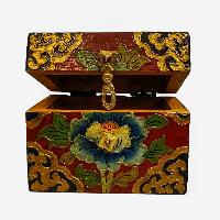 Buddhist Wooden Box, Tibetan Style With Traditional Colors