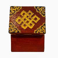 Buddhist Wooden Box, Tibetan Style With Traditional Colors