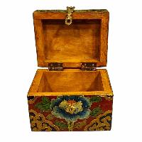 Buddhist Wooden Box, Tibetan Style With Traditional Colors