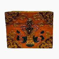 Buddhist Wooden Box, Tibetan Style With Traditional Colors