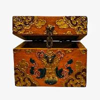 Buddhist Wooden Box, Tibetan Style With Traditional Colors