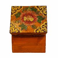 Buddhist Wooden Box, Tibetan Style With Traditional Colors