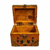 Buddhist Wooden Box, Tibetan Style With Traditional Colors