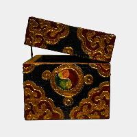 Buddhist Wooden Box, Tibetan Style With Traditional Colors