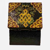 Buddhist Wooden Box, Tibetan Style With Traditional Colors