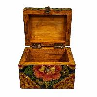 Buddhist Wooden Box, Tibetan Style With Traditional Colors