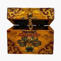 Buddhist Wooden Box, Tibetan Style With Traditional Colors