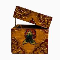 Buddhist Wooden Box, Tibetan Style With Traditional Colors