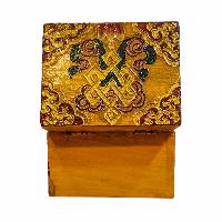 Buddhist Wooden Box, Tibetan Style With Traditional Colors