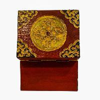 Buddhist Wooden Box, Tibetan Style With Traditional Colors