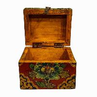 Buddhist Wooden Box, Tibetan Style With Traditional Colors