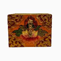 Buddhist Wooden Box, Tibetan Style With Traditional Colors