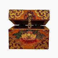 Buddhist Wooden Box, Tibetan Style With Traditional Colors