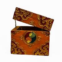 Buddhist Wooden Box, Tibetan Style With Traditional Colors