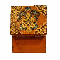 Buddhist Wooden Box, Tibetan Style With Traditional Colors