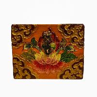 Buddhist Wooden Box, Tibetan Style With Traditional Colors