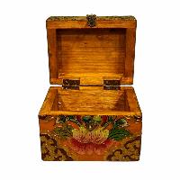 Buddhist Wooden Box, Tibetan Style With Traditional Colors