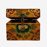 Buddhist Wooden Box, Tibetan Style With Traditional Colors