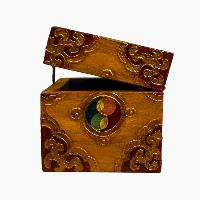 Buddhist Wooden Box, Tibetan Style With Traditional Colors