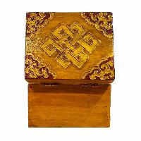 Buddhist Wooden Box, Tibetan Style With Traditional Colors