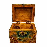 Buddhist Wooden Box, Tibetan Style With Traditional Colors