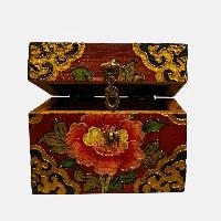 Buddhist Wooden Box, Tibetan Style With Traditional Colors