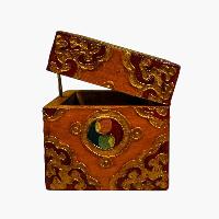 Buddhist Wooden Box, Tibetan Style With Traditional Colors